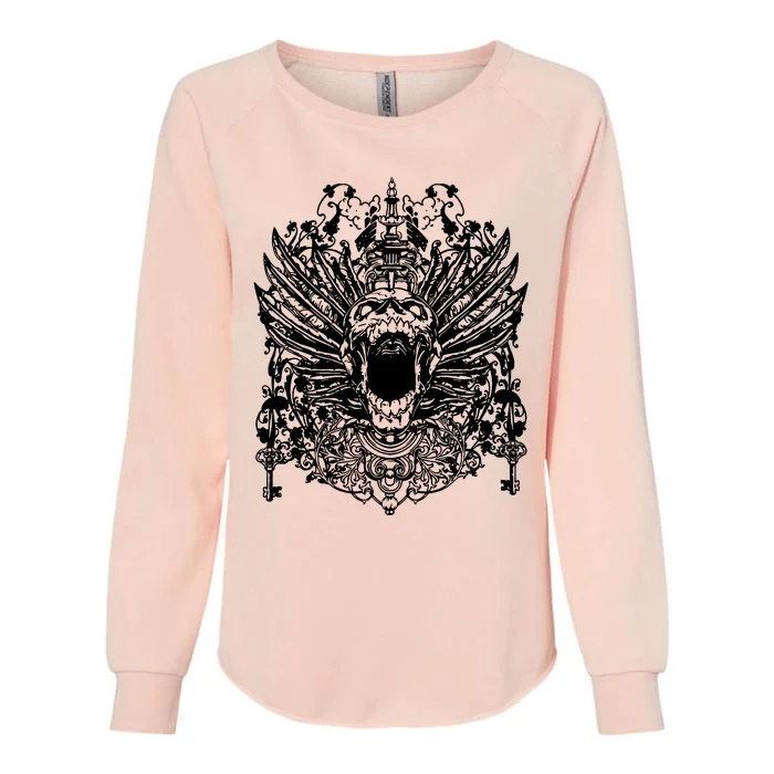 Winged Skull Womens California Wash Sweatshirt