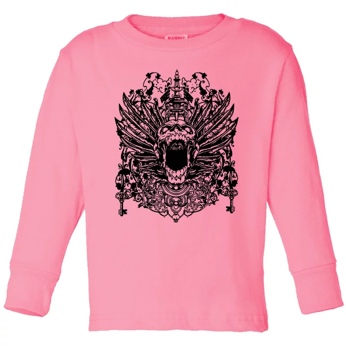 Winged Skull Toddler Long Sleeve Shirt