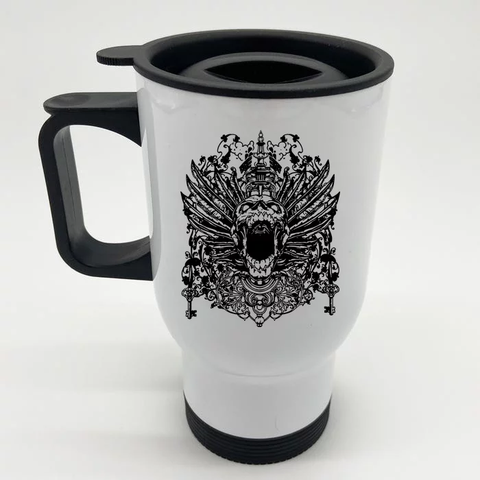 Winged Skull Front & Back Stainless Steel Travel Mug