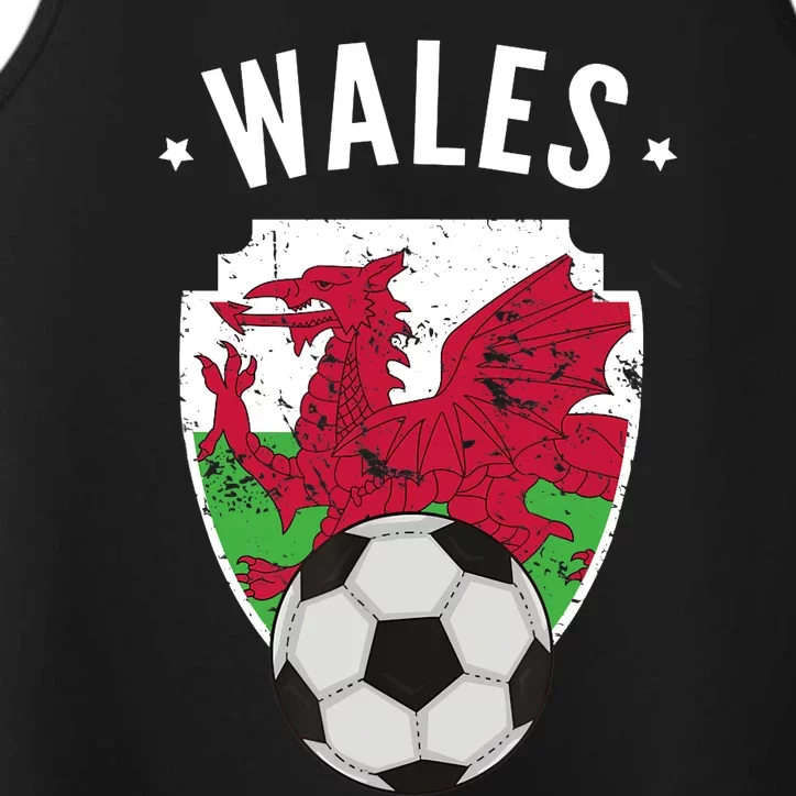 Wales Soccer Wales Flag Football Welsh Pride Roots Performance Tank