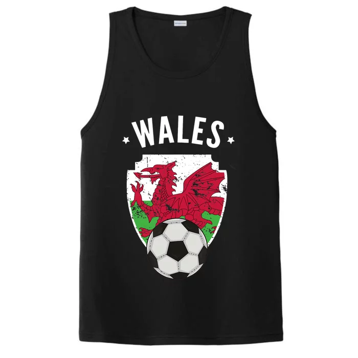 Wales Soccer Wales Flag Football Welsh Pride Roots Performance Tank