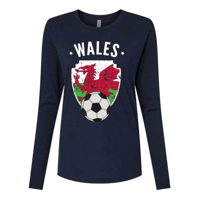 Wales Soccer Wales Flag Football Welsh Pride Roots Womens Cotton Relaxed Long Sleeve T-Shirt