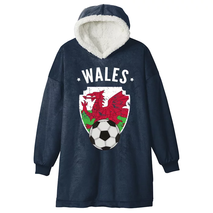 Wales Soccer Wales Flag Football Welsh Pride Roots Hooded Wearable Blanket