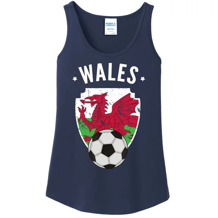 Wales Soccer Wales Flag Football Welsh Pride Roots Ladies Essential Tank