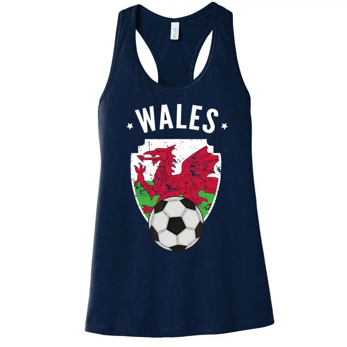 Wales Soccer Wales Flag Football Welsh Pride Roots Women's Racerback Tank