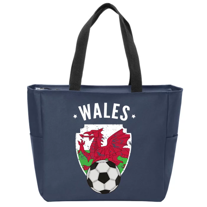 Wales Soccer Wales Flag Football Welsh Pride Roots Zip Tote Bag