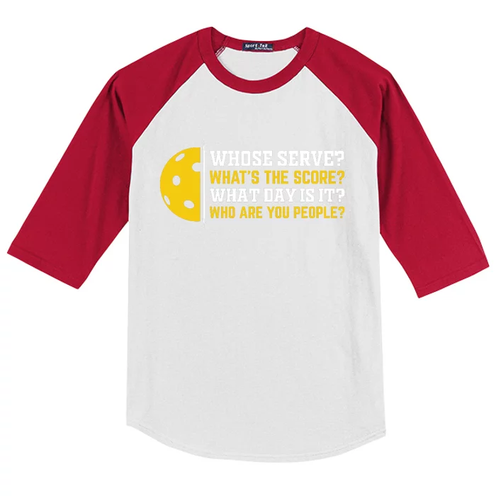 Whose Serve What's The Score Pickleball Kids Colorblock Raglan Jersey