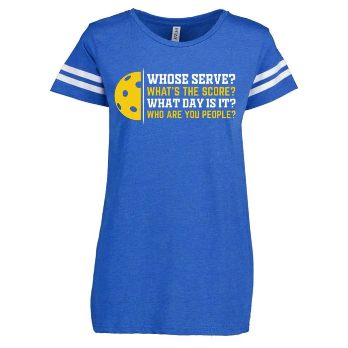 Whose Serve What's The Score Pickleball Enza Ladies Jersey Football T-Shirt