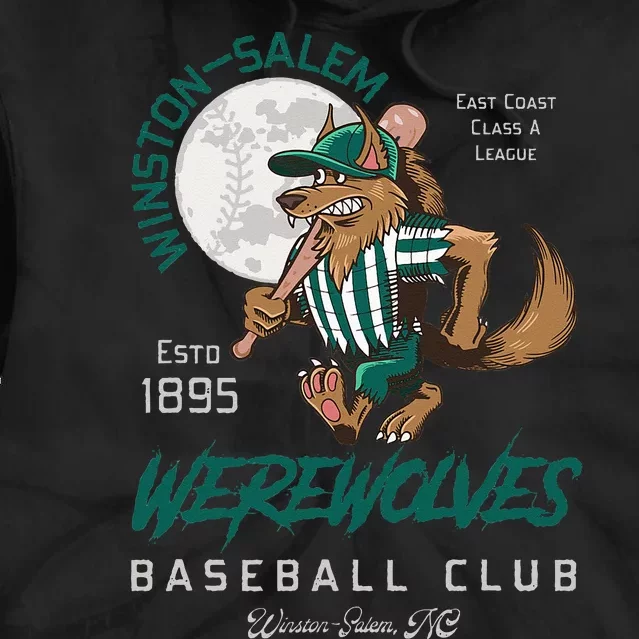 Winston Salem Werewolves Retro Minor League Baseball Team Tie Dye Hoodie