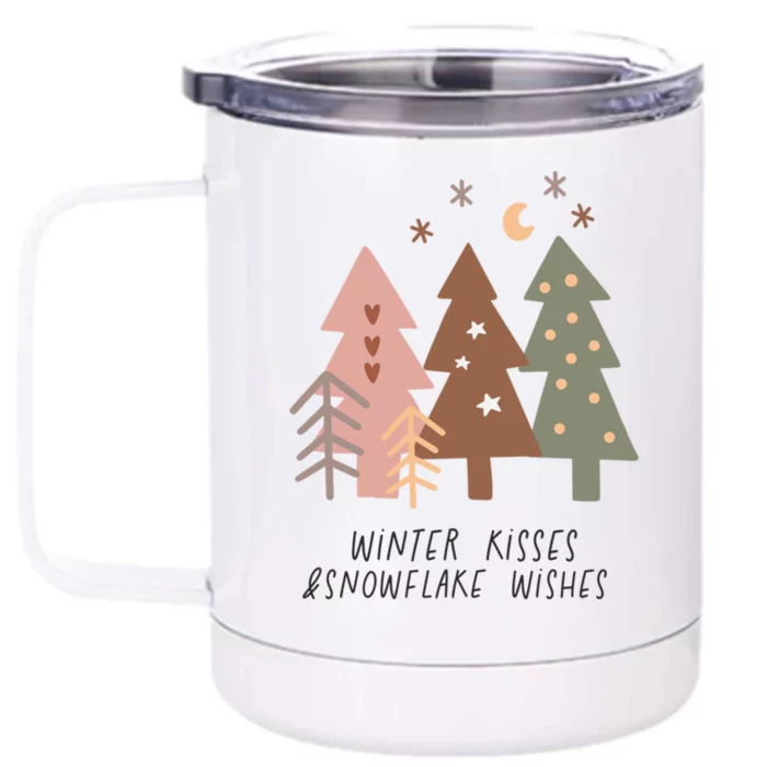 Winter Snowflake Wishes Boho Christmas Product Gift Front & Back 12oz Stainless Steel Tumbler Cup