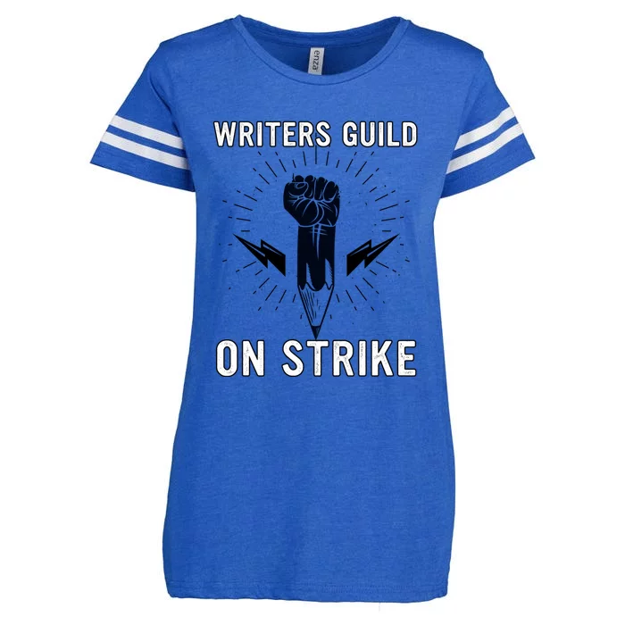 WGA Strike Writers Guild On Strike Writers Guild America Enza Ladies Jersey Football T-Shirt