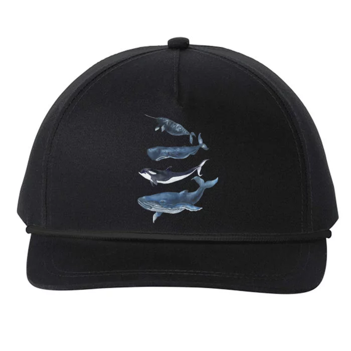 Whales Species Watercolor Whales Cool Gift Snapback Five-Panel Rope Hat