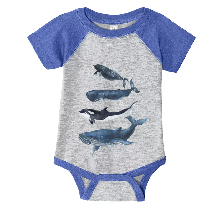 Whales Species Watercolor Whales Cool Gift Infant Baby Jersey Bodysuit