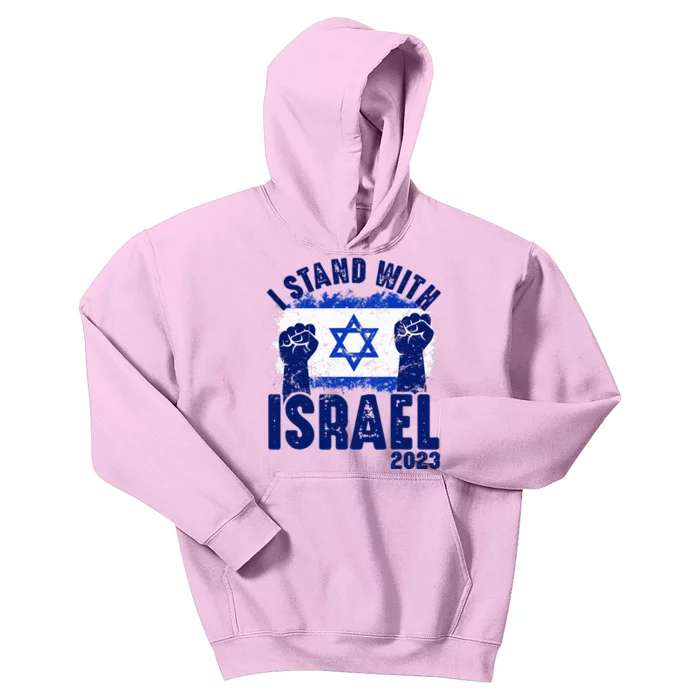 We Stand With Israel Flag Outline Kids Hoodie