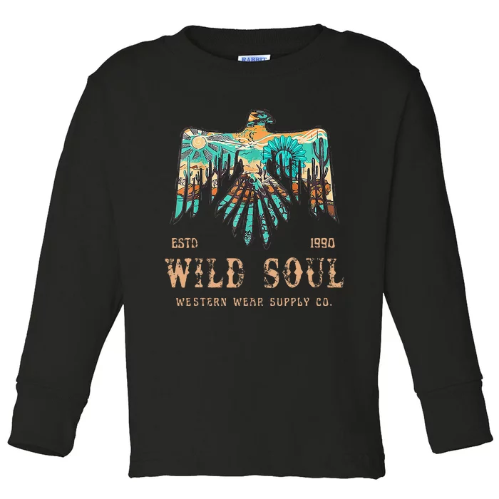 Wild Soul Western Wear Southwest Thunderbird Desert Vibes Toddler Long Sleeve Shirt