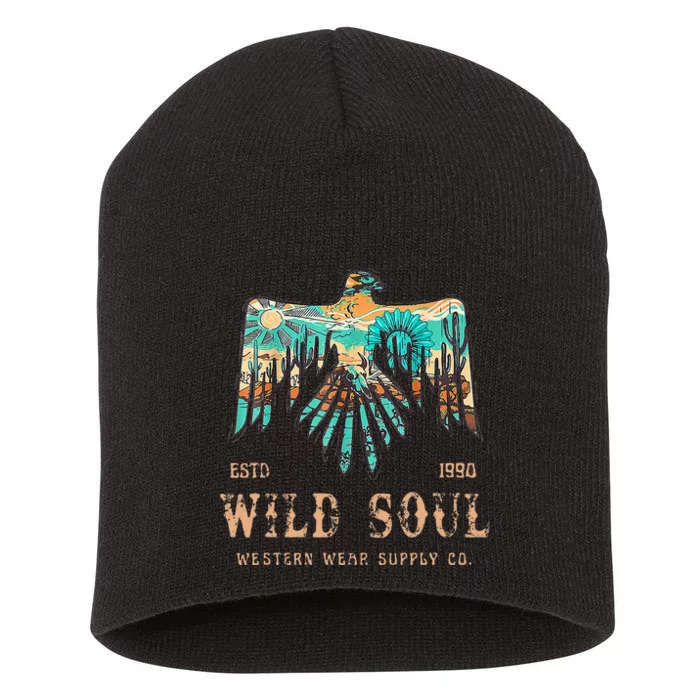 Wild Soul Western Wear Southwest Thunderbird Desert Vibes Short Acrylic Beanie