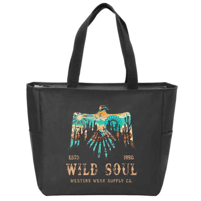 Wild Soul Western Wear Southwest Thunderbird Desert Vibes Zip Tote Bag