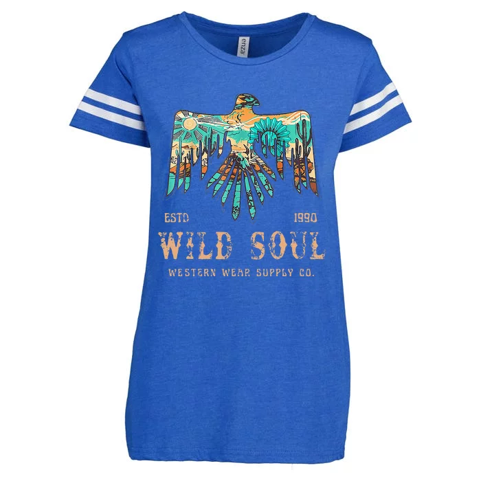 Wild Soul Western Wear Southwest Thunderbird Desert Vibes Enza Ladies Jersey Football T-Shirt