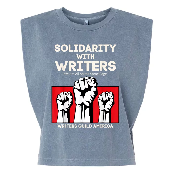 WGA Solidarity With Writers Guild Of America On Strike Retro Garment-Dyed Women's Muscle Tee