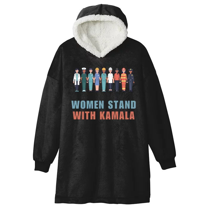 Women Stand With Kamala Walz Madam President Unity Harris Hooded Wearable Blanket