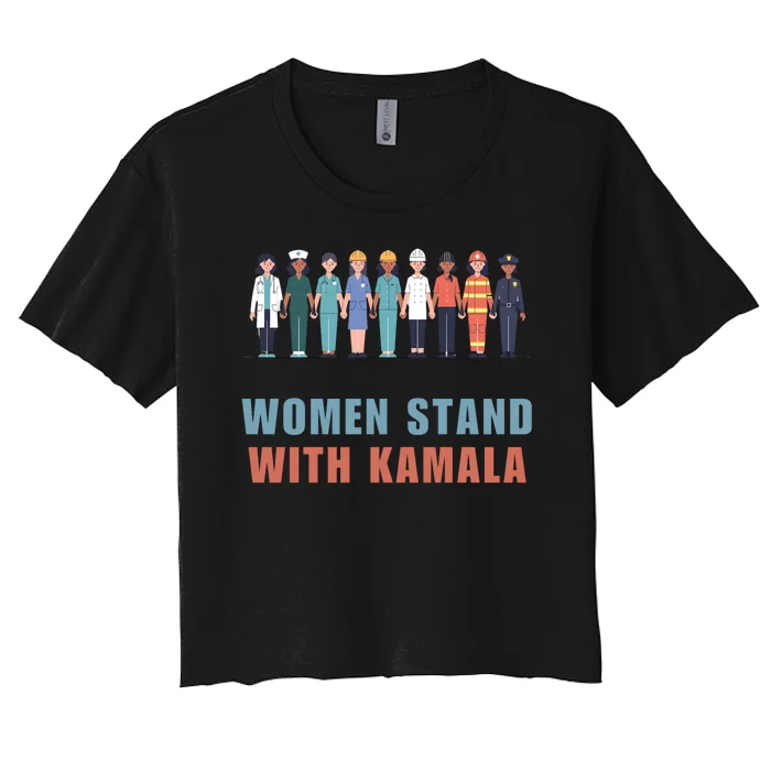 Women Stand With Kamala Walz Madam President Unity Harris Women's Crop Top Tee