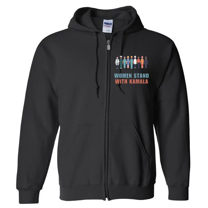 Women Stand With Kamala Walz Madam President Unity Harris Full Zip Hoodie