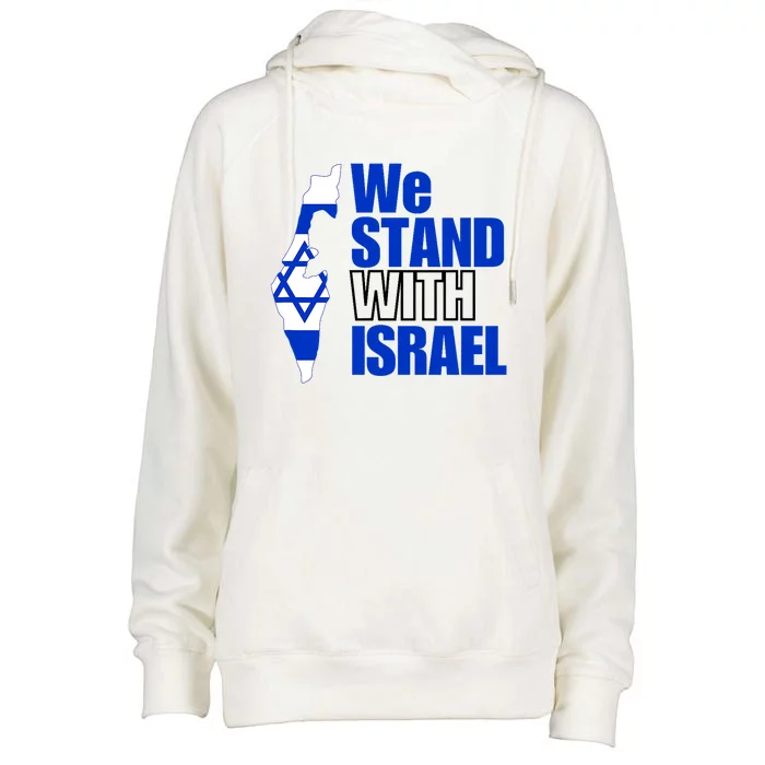 We Stand With Israel Flag Outline Womens Funnel Neck Pullover Hood