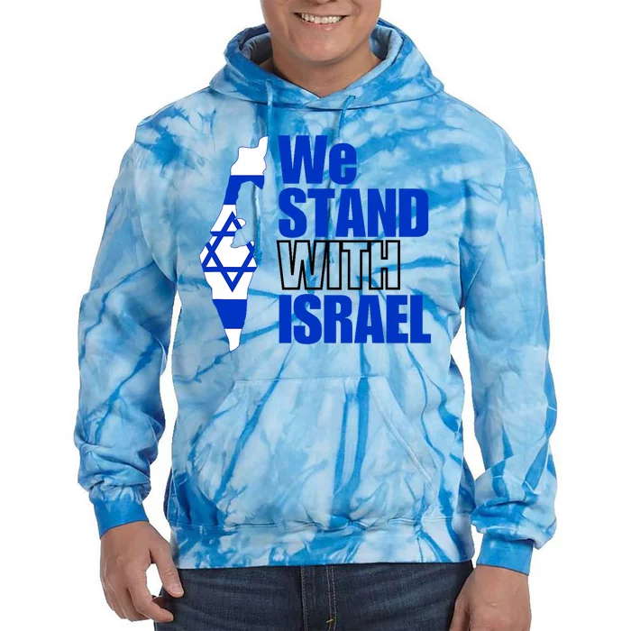 We Stand With Israel Flag Outline Tie Dye Hoodie