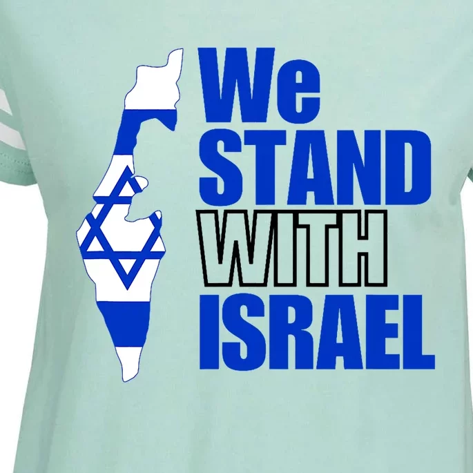 We Stand With Israel Flag Outline Enza Ladies Jersey Football T-Shirt