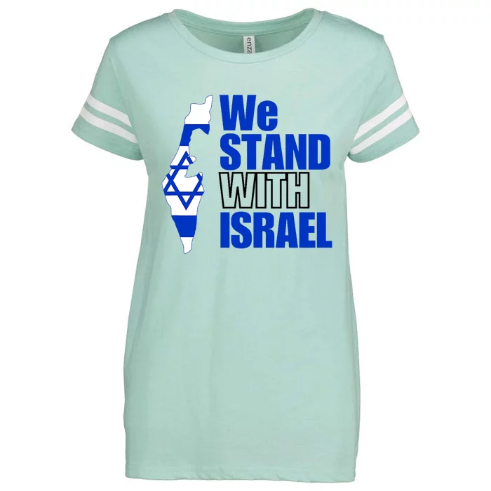 We Stand With Israel Flag Outline Enza Ladies Jersey Football T-Shirt