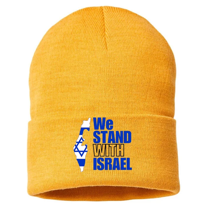 We Stand With Israel Flag Outline Sustainable Knit Beanie