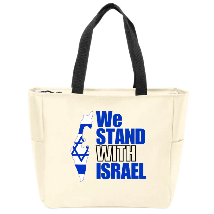 We Stand With Israel Flag Outline Zip Tote Bag