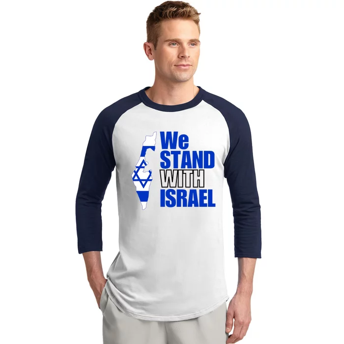 We Stand With Israel Flag Outline Baseball Sleeve Shirt