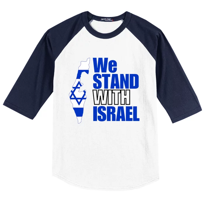 We Stand With Israel Flag Outline Baseball Sleeve Shirt