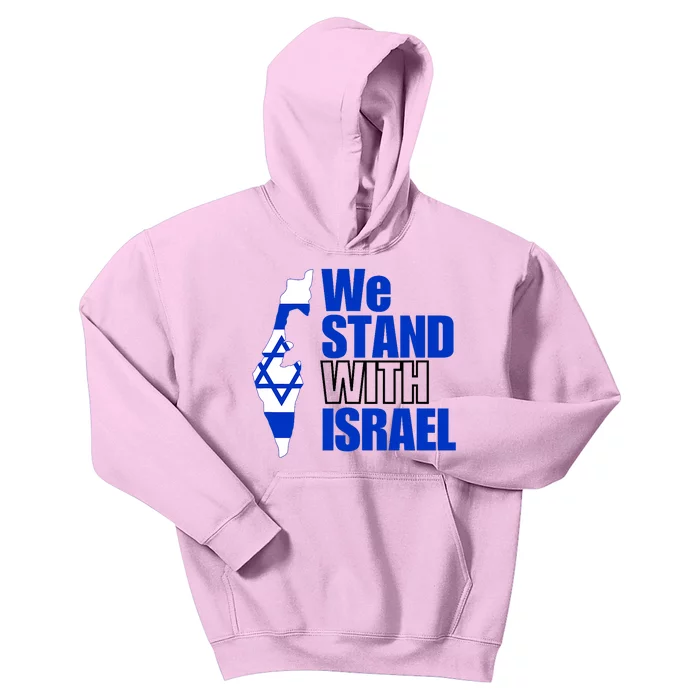 We Stand With Israel Flag Outline Kids Hoodie