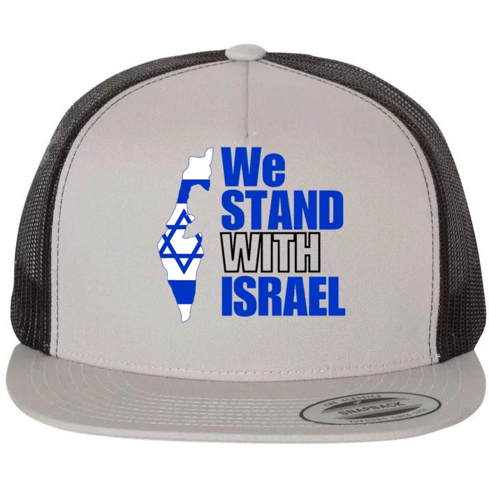 We Stand With Israel Flag Outline Flat Bill Trucker Hat