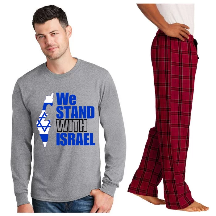 We Stand With Israel Flag Outline Long Sleeve Pajama Set