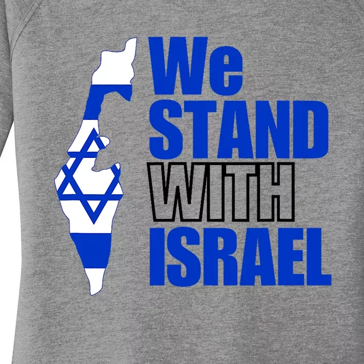 We Stand With Israel Flag Outline Women's Perfect Tri Tunic Long Sleeve Shirt