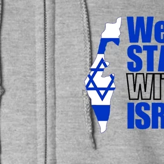 We Stand With Israel Flag Outline Full Zip Hoodie