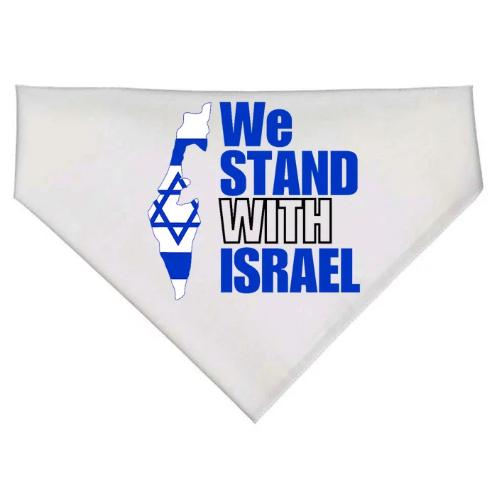 We Stand With Israel Flag Outline USA-Made Doggie Bandana