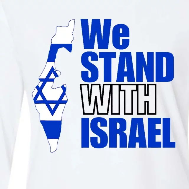 We Stand With Israel Flag Outline Womens Cotton Relaxed Long Sleeve T-Shirt