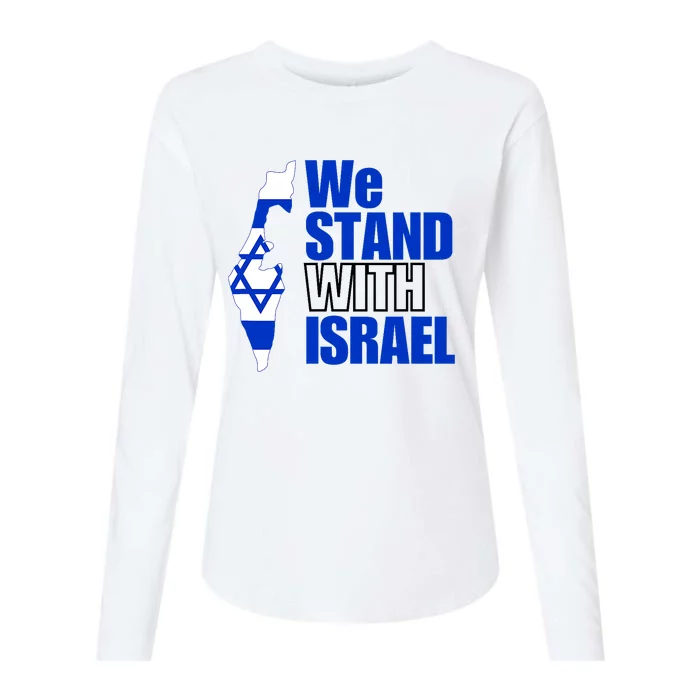 We Stand With Israel Flag Outline Womens Cotton Relaxed Long Sleeve T-Shirt