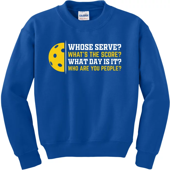 Whose Serve What's The Score Pickleball Paddle Kids Sweatshirt