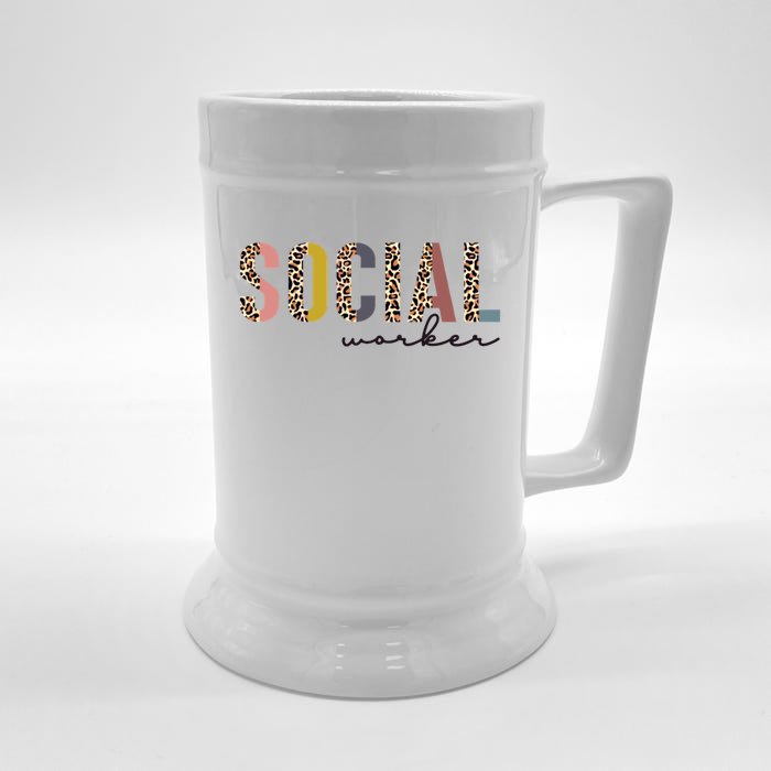 Wo Social Worker Tee And Gift For Social Worker Month Gift Front & Back Beer Stein