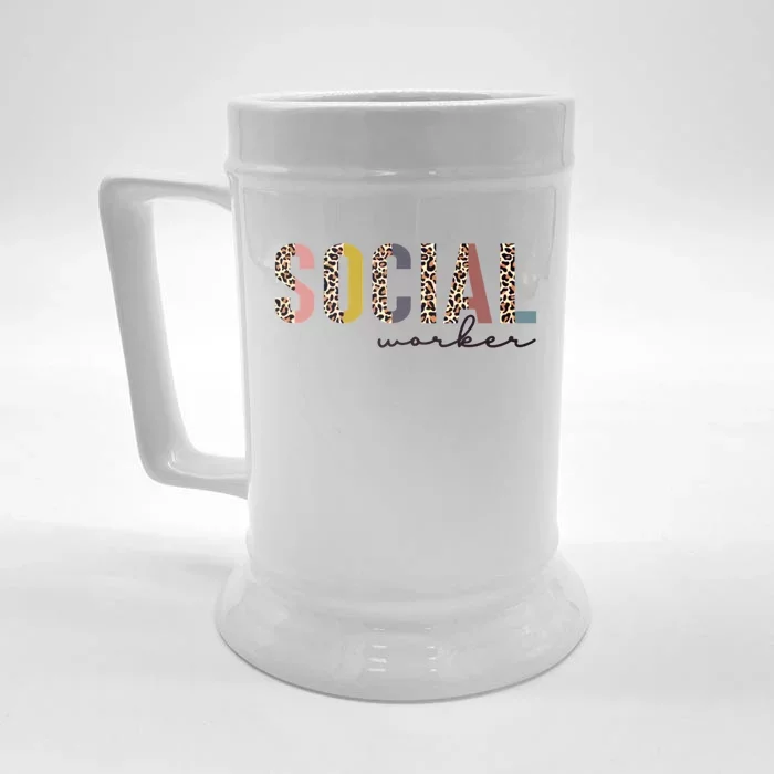 Wo Social Worker Tee And Gift For Social Worker Month Gift Front & Back Beer Stein