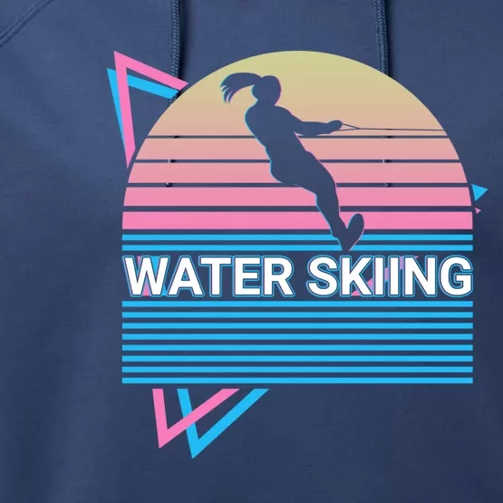 Water Ski Water Skiing Retro Gift Performance Fleece Hoodie