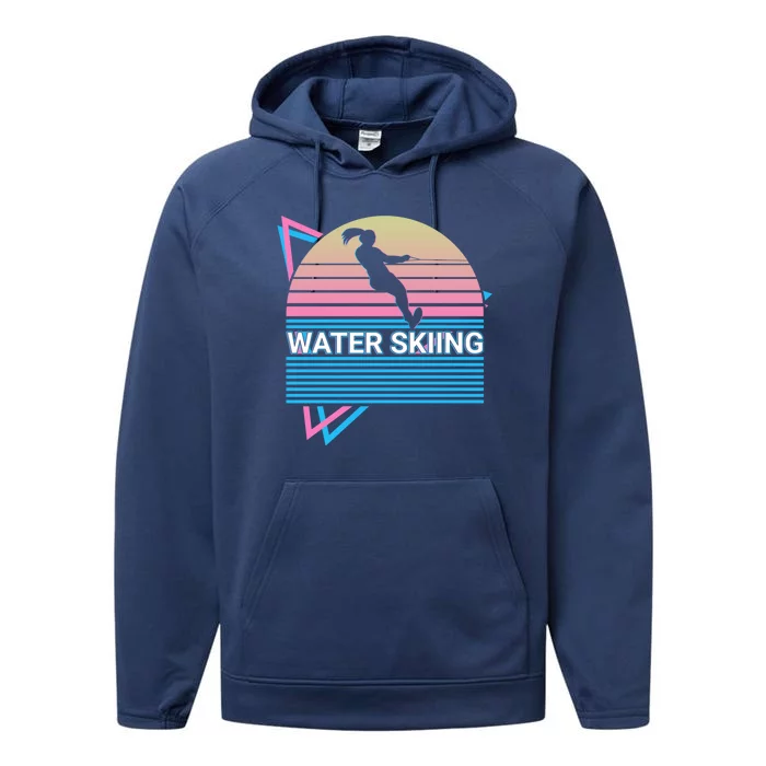 Water Ski Water Skiing Retro Gift Performance Fleece Hoodie