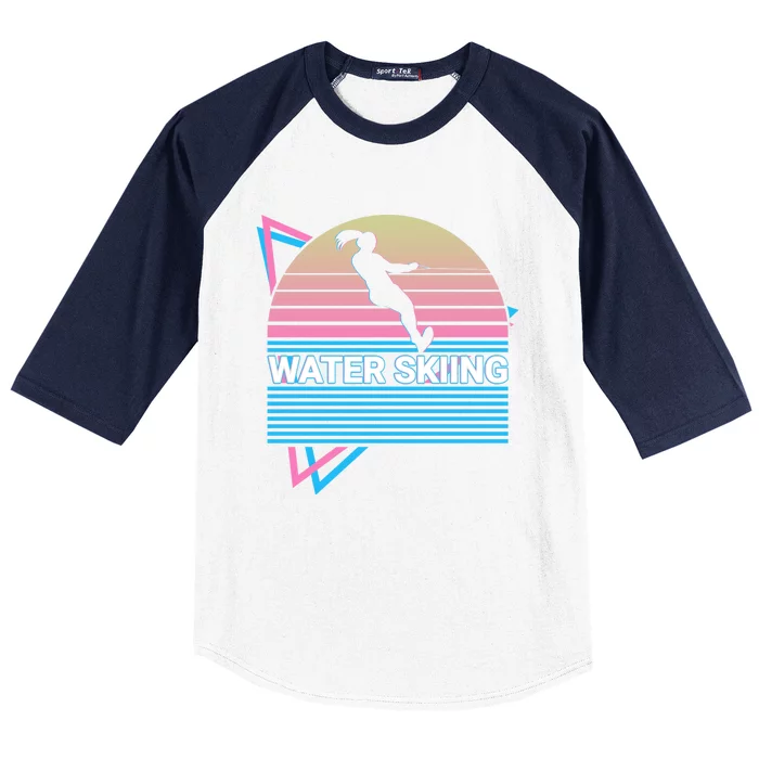 Water Ski Water Skiing Retro Gift Baseball Sleeve Shirt