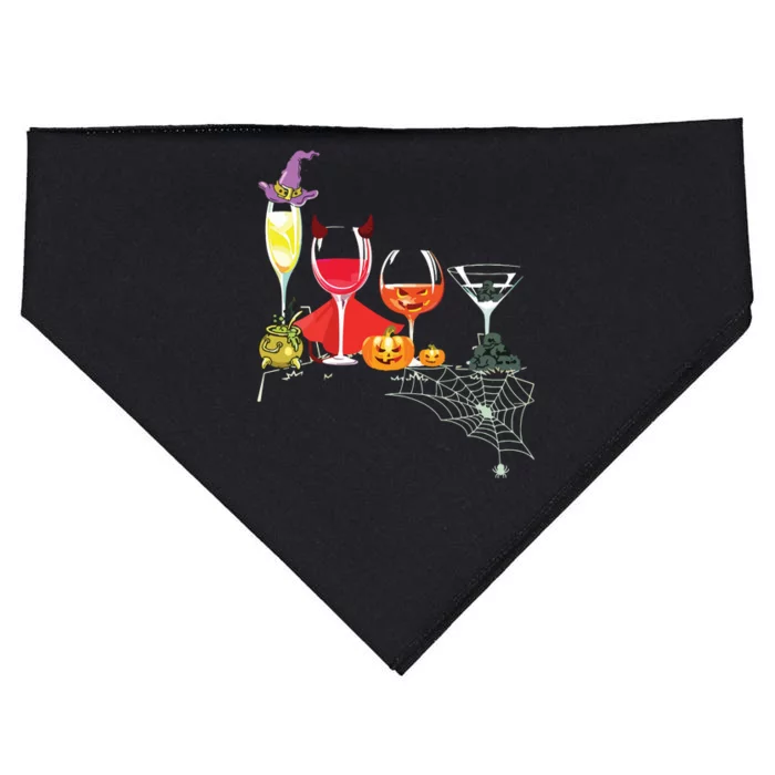 Women Spellbind Wine Glass Of Witchcraft Halloween Vneck USA-Made Doggie Bandana