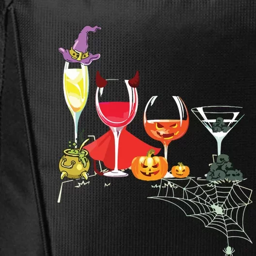 Women Spellbind Wine Glass Of Witchcraft Halloween Vneck City Backpack